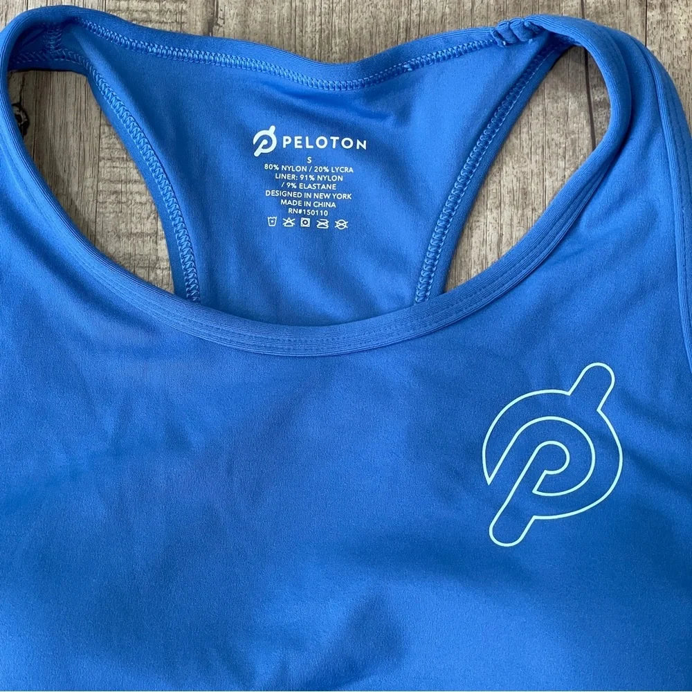 NEW Peloton Womens High Neck Racerback Sports Bra Blue Medium Support NWT Size S